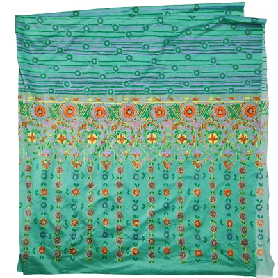 Tela Chrisali Vintage Años 70 Nylon Poli Spandex 1.5yd Verde Floral Borde Elástico Foto 1 de 4