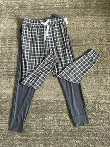 2X Roudelain Womens L Pajama Pants Gray Plaid Soft Jogger Drawstring NWT O9 - Picture 1 of 10