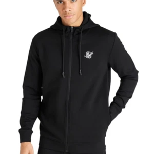 Sik Silk Motion Tape Zip Through Hoodie SZ XS Black - Picture 1 of 8