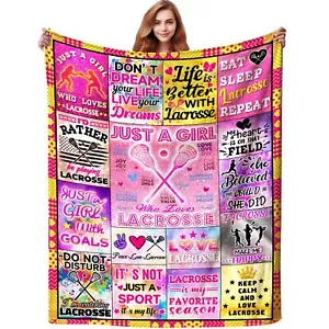Lacrosse Blanket 50"x40" for Girls Boys Women Kids Sports Throw Gifts - Picture 1 of 7