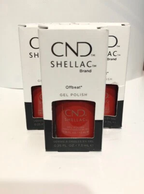 Lot Of 5 Cnd Shellac Gel Polish Salon Size .25 Fl Oz Offbeat Red New In Box — 第 1/2 张图片