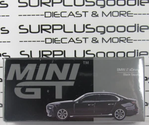 2024 Mini-GT Overseas Ed: Black Sapphire BMW i7 eDrive60 eDrive 60 #MGT00802-L - Picture 1 of 8