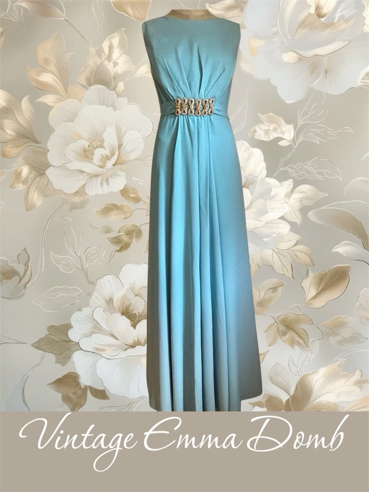 Vestido de Noche Vintage Emma Domb Azul Fiesta Baile de graduación Nuevo de Lote Antiguo/Talla 10 Foto 1 de 4