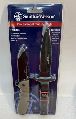 SMITH & WESSON Bota y Cuchillo Plegable HRT Acero al Carbono Funda Cuero - Sellado Foto 1 de 4