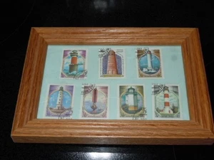 Estampillas de faro de la URSS. Juego de 7 Postes Marcados.  Marco de madera - Imagen 1 de 10