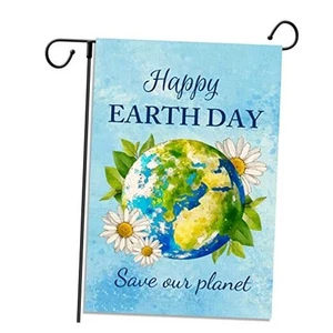 Happy Earth Day Garden Flag Travel Themed Party Decoration April 22 Save Our - Picture 1 of 6