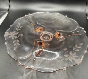Lancaster 3 Toed Pink Vintage Depression Glas Konsole Platte 1930er Jubiläum 8" - Bild 1 von 5