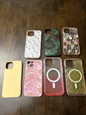 Lot of 7 Cell Phone Cases for IPhone 13 Pink Christmas Sparkle Plants Flowers - Image 1 of 4