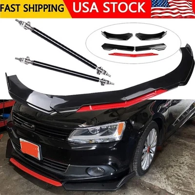 Front Bumper Lip /Splitter Lower Spoiler+Body Black Red For Volkswagen EOS Foto 1 de 4
