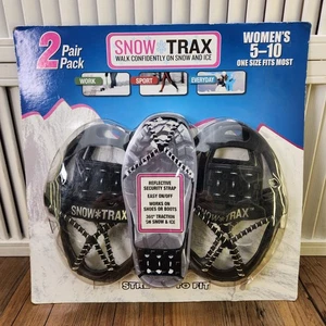 SnowTrax Women's 5-10 Ice Snow Traction Cleats 2 Pair Pack Anti Slip Shoe Spikes - Picture 1 of 2