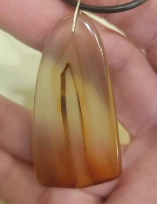 Natural Agate Pendant on a Black Leather Cord Necklace - Image 1 of 3
