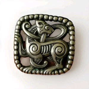 Antike Norwegen Silber Brosche Wikinger 830er Keltentier Zoomorph Skandinavisch - Bild 1 von 17