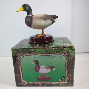 4” Resin Mallard Duck Decoy Sculpture Figure Spotted Feet White Blue Feather  - Picture 1 of 13