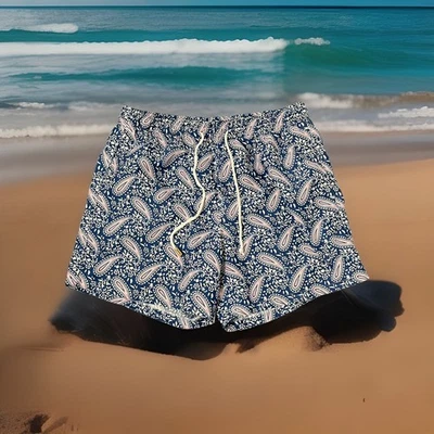 98 Coast Av Bañador Para Hombres S Azul Rosa Paisley Pantalones Cortos Cordón Malla Forro Foto 1 de 4