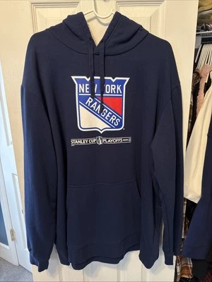 New York Rangers Hockey Sweatshirt 2024 Stanley Cup Playoffs Mens Blue Hoodie 3X - Image 1 of 2