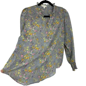 Blusa Alex & Lili de Gasa Calada Talla Grande Gris Multi Floral Mangas Globo - Imagen 1 de 13