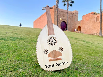 Instrumento musical grande árabe Oud hecho a mano - Personaliza tu nombre escritura a mano Foto 1 de 4