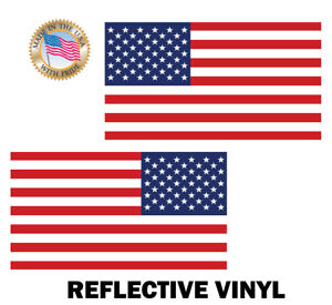 2x REFLECTIVE 3M USA American Flag Decal Stickers Exterior Various Sizes US made