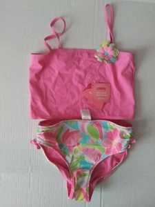 New Gymboree Palm Springs Girls Tankini Pink Floral Bathing Suit Reversible  12  - Picture 1 of 6