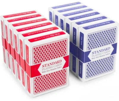 12 Decks of Playing Cards|Poker Wide Size (6 Red/6 Blue)|Plastic Coated Cards. - Image 1 of 4