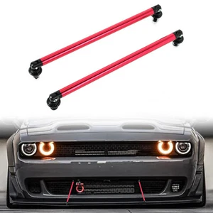 2X Red Adjustable Front Bumper Lip Splitter Spoiler Strut Rod Tie Support Bar - Picture 1 of 10