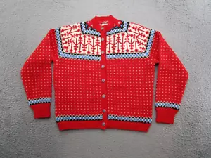 Vintage Viking Knit Norway Made Wool Nordic Fair Isle Cardigan Sweater Size M - Picture 1 of 9