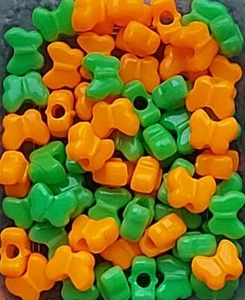 ORANGE & GREEN BUTTERFLY Shaped Novelty Pony Beads (568) - Picture 1 of 1