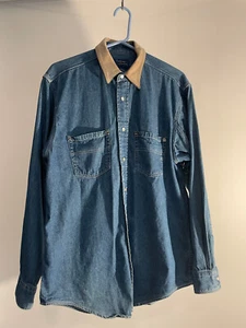 Camisa para hombre CAMBRIDGE CLASSICS Perla Snap Denim azul manga larga bolsillos dobles - Imagen 1 de 9