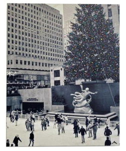 New York City Rockefeller Center Christmas B&W and Paint Photography on Canvas - Picture 1 of 10