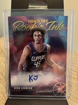 2021-22 Panini NBA Hoops Rookie Ink #RI-KJ Keon Johnson Auto Clippers Nets Vols - Image 1 of 4