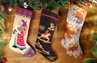 Artistic Hand Crafted Santa Claus Running Horse Needlepoint Christmas Stocking