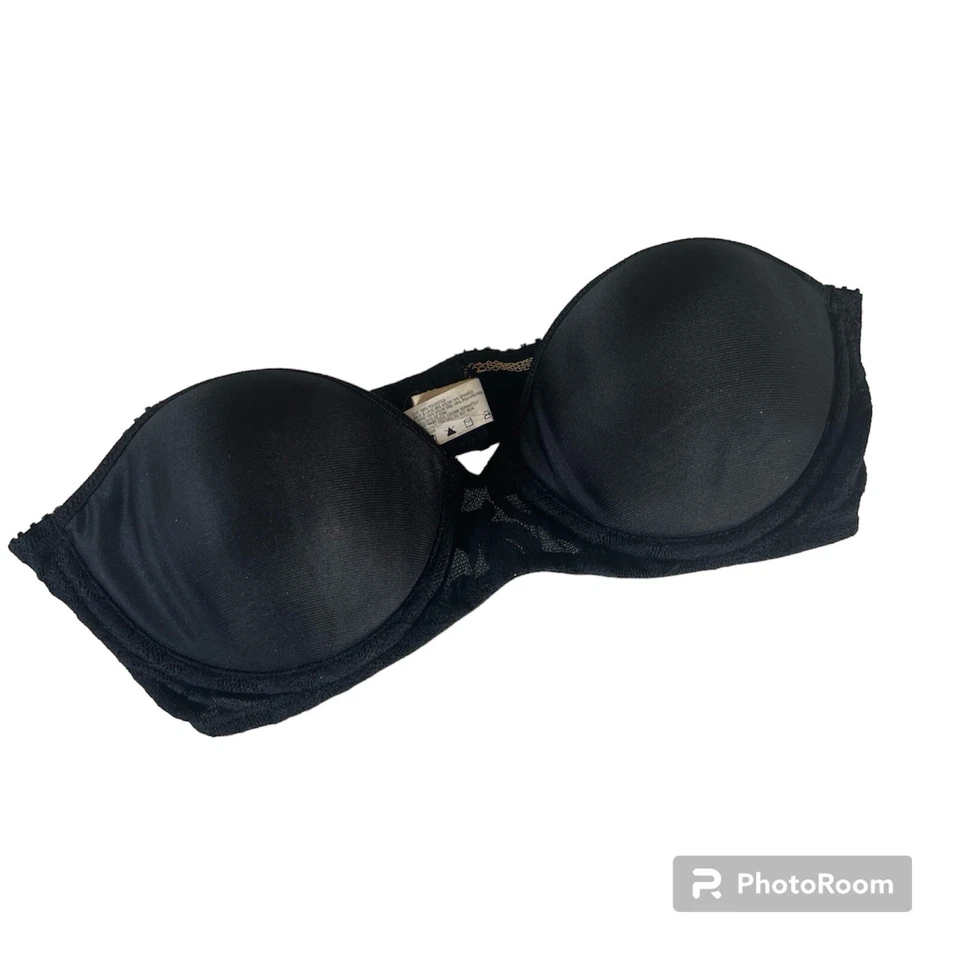 Sujetador Josie para mujer negro de encaje con aros forrado cierre trasero sin tirantes 34B Foto 1 de 4