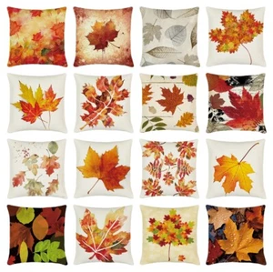 18" Autumn Fall Maple Leaves Throw Pillow Cover Rustic Foliage Sofa Cushion Case - Picture 1 of 38