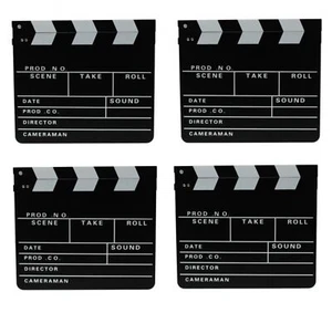 4x Clap de Cinéma Clapperboard Mise en Scène Film Hollywood Rabat 30x26cm - Photo 1/1