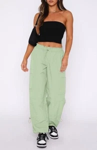 Womens Cargo Pants Drawstring Elastic Waist Baggy Parachute Pants with Pockets - Picture 1 of 28