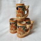 ????? Vintage German Style 5 Forest Hunting Scene Hand Painted Beer Stein Mugs