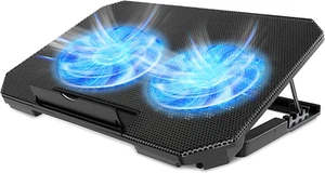 Laptop Cooling Pad with Adjustable Height Two 5.1 Inches Fan 2 USB Ports Suitabl - Picture 1 of 12