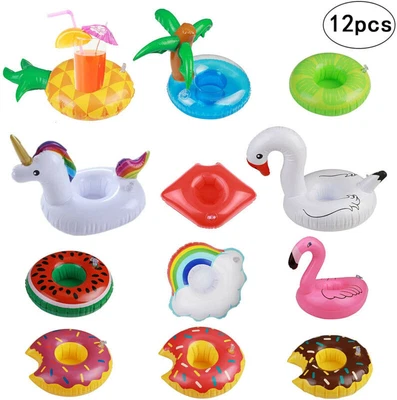 12x Aufblasbar Getränkehalter Schwimm Bade Flaschenhalter Pool Dosen Halter； - Bild 1 von 4