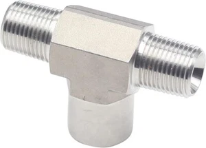 1/4" NPT Male x 1/4" NPT Female x 1/4" NPT Male Branch Tee Fittings 3 Way SS304 - Picture 1 of 3