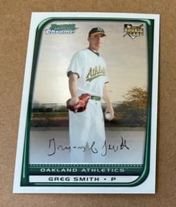 2008 TOPPS/Bowman Chrome Rookie Card # 208 Greg Smith - Oakland Athletics