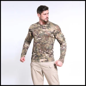 Army Mens Combat T-Shirt Long Sleeve Camouflage Tactical Military Casual Shirts - Picture 1 of 79