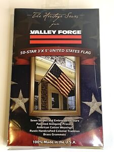 Valley Forge USA Flag Antiqued Colonial Rustic 3x5 Embroidered Stars Grommet New