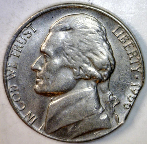 1966 CLIP ERROR Jefferson Nickel Clipped Coin  BETTER DATE LOT #2   FREE SHIP Cover