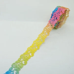 Rainbow Laser Cut Flower satin ribbon trim craft sewing 25mm - Picture 1 of 1