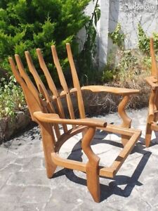 Rare Pair of Guillerme & Chambron Grand-Repos chairs armchairs vintage