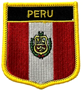 EMBROIDERED PERU COUNTRY FLAG SHIELD PATCH - Picture 1 of 3