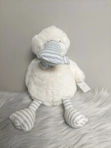Baby Needs Elegant Duck Cream Gray Striped 14" Plush Stuffed Toy with Tags - Picture 1 of 5