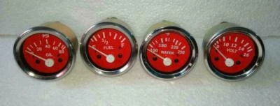 2" / 52mm Electrical Oil Pressure Temperature Volt Fuel Gauge - red Face - Image 1 of 2