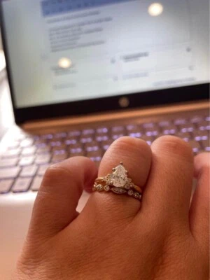 Anillo de compromiso y alianza de boda - Anillo personalizado, tamaño 6,5, creado en laboratorio Foto 1 de 4