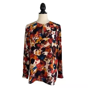 Lafayette 148 Seidenbluse Mehrfarbig Abstrakt Aquarell Langarm, Größe S - Bild 1 von 11
